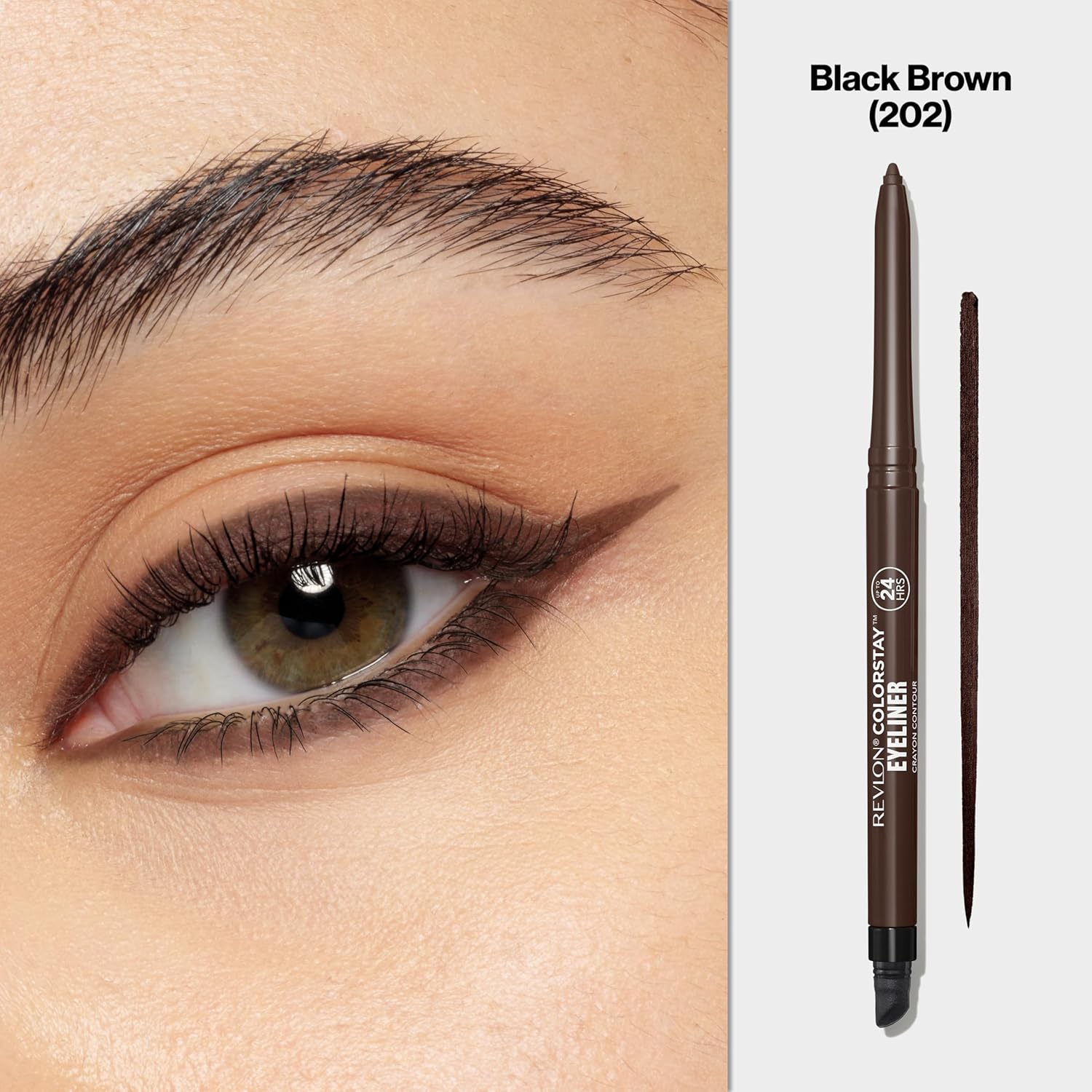 ColorStay Pencil Waterproof Eyeliner, Smudge-Proof, Eye Makeup with Built-In Sharpener, 202 Black Brown, 0.01 oz - Image 3