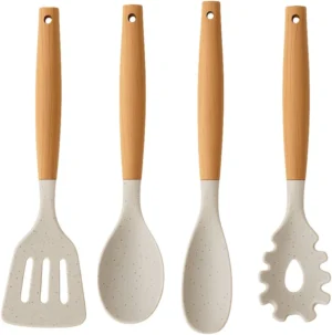 Cookware set wood beige 4 piece