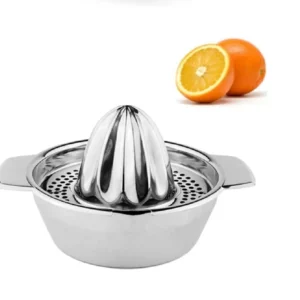 Stainless Steel Citrus Juicer – Manual Lemon Squeezer with Bowl & Strainer